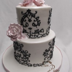 Two Tier hand piped cake