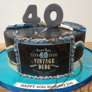 Vintage 40 age Dude Birthday Cake