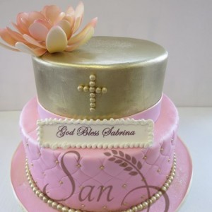 Two Tier Baptsim Cake for Sabrina