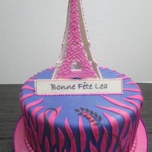 One Tier Paris Theme Cake
